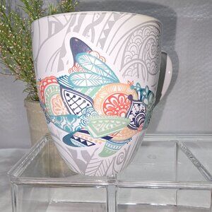 BEAUTIFUL CERAMIC MUG MOSAIC TROPICAL FISH DESIGN COLORFUL LIKE NEW CONDITION